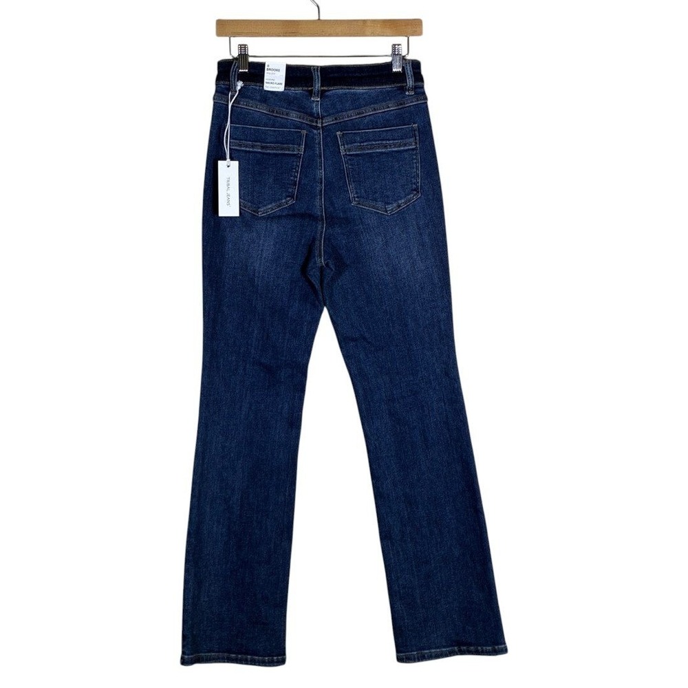 NWT Tribal Jeans Brooke Solid Micro Flare Jeans Blue High Rise Stretch Size 0 - Picture 5 of 8